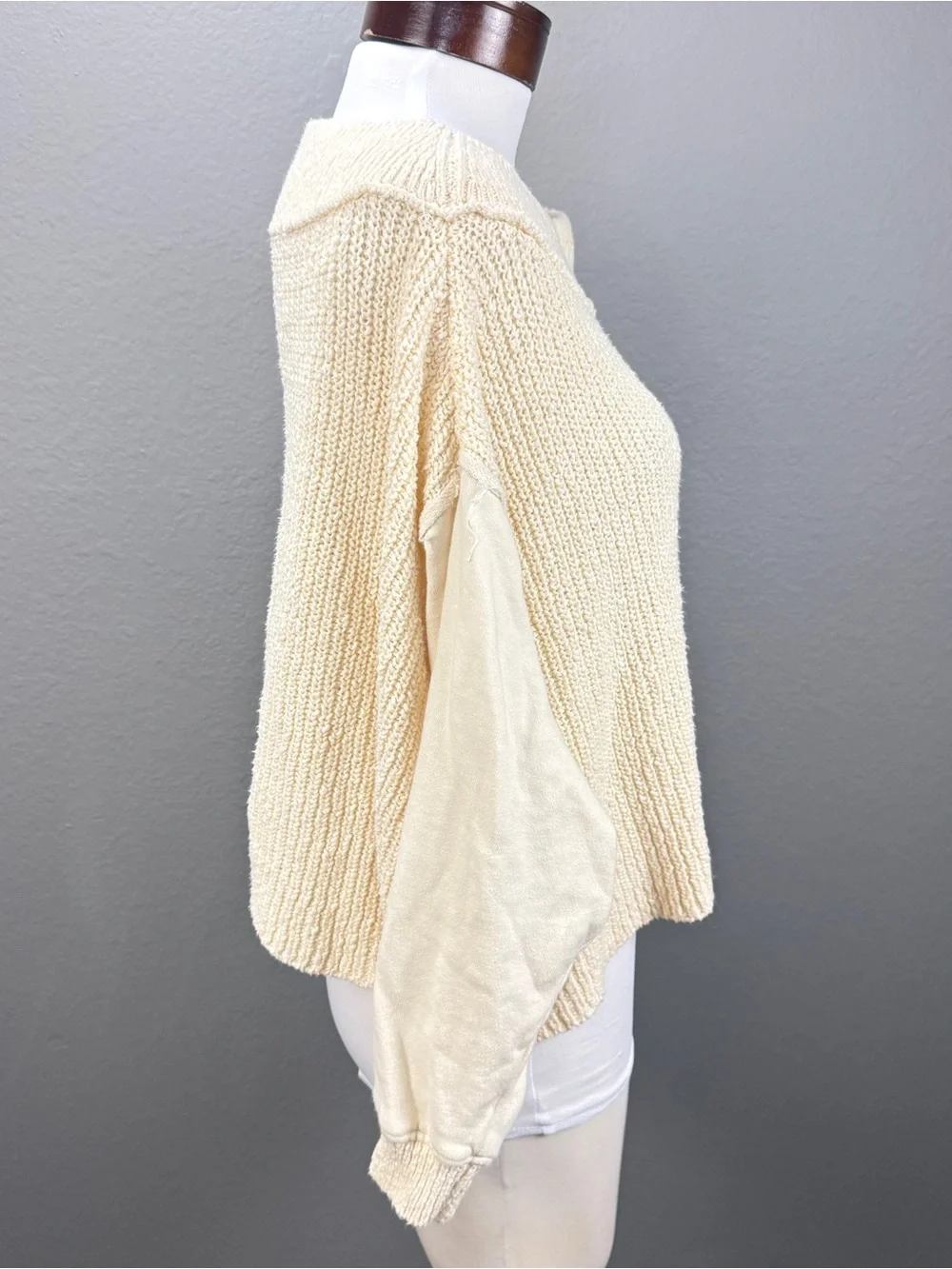 Free People Never leaving Cream Slouchy Pull over Sweater Sz S Petite